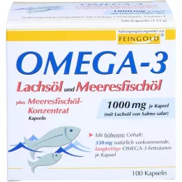 OMEGA-3 LACHSÖL and sea fish oil capsules, 100 pcs