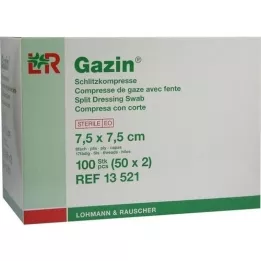 GAZIN Slit compresses 7.5x7.5 cm sterile 8 times, 50x2 pcs