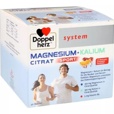 DOPPELHERZ Magnesium+potassium citrate system granulate, 40 pcs