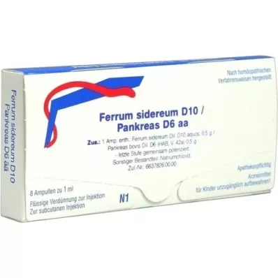 FERRUM SIDEREUM D 10/Pancreas D 6 AA ampoules, 8x1 ml