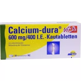 CALCIUM DURA Vit D3 600 mg/400 I.E. chewing tablets, 50 pcs