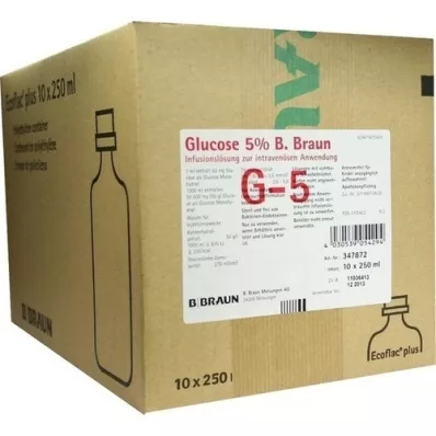 GLUCOSE 5% B.Braun EcoFlac Plus, 10x250 ml