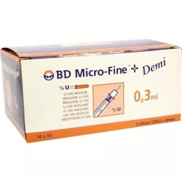 BD MICRO-FINE+ InsulinSpr.3 ml U100 0.3x8 mm, 100 pcs