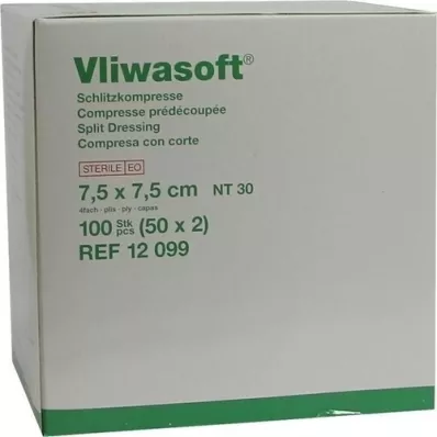 VLIWASOFT Slit compresses 7.5x7.5 cm sterile 4l., 50x2 pcs