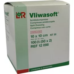 VLIWASOFT Slit compresses 10x10 cm sterile 4 -layer, 50x2 pcs