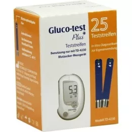 GLUCO TEST Plus blood sugar test strips, 25 pcs
