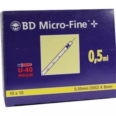 BD MICRO-FINE+ InsulinSpr.0.5 ml U40 8 mm, 100x0.5 ml
