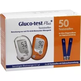 GLUCO TEST Plus blood sugar test strips, 50 pcs