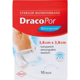 DRACOPOR Waterproof wound association 3.8x3.8 cm sterile, 10 pcs