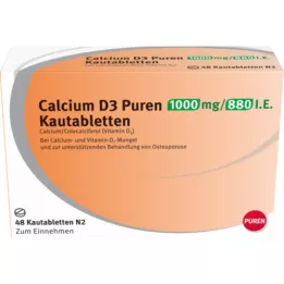 CALCIUM D3 Puren 1000 mg/880 IU Chewable Tablets, 48 pcs