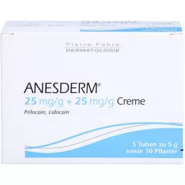 ANESDERM 25 mg/g + 25 mg/g cream + 10 plaster, 5x5 g