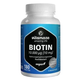 BIOTIN 10 mg high-dose vegan tablets, 180 pcs