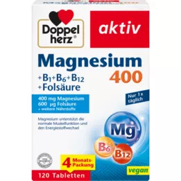 DOPPELHERZ Magnesium 400+B1+B12+folic acid Tabl., 120 pcs