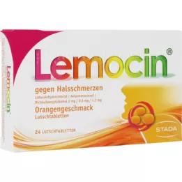 LEMOCIN Against sore throat orange taste lut., 24 pcs