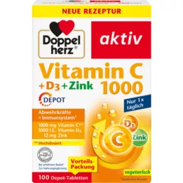 DOPPELHERZ Vitamin C 1000+D3+Zink Depot tablets, 100 pcs