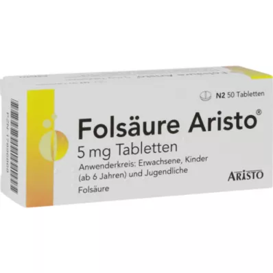 FOLSÄURE ARISTO 5 mg tablets, 50 pcs